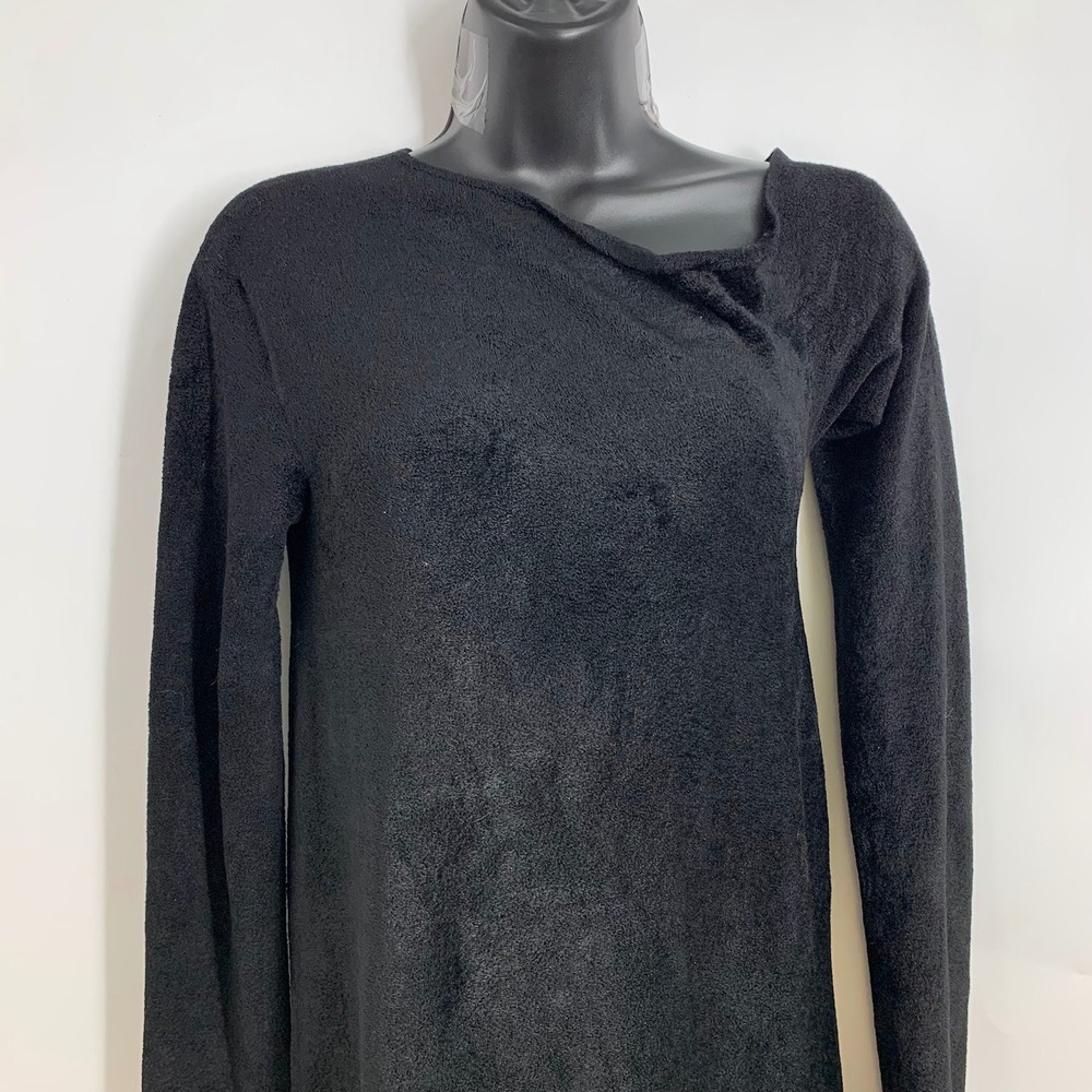 Helmut Lang Black Terrycloth Asymmetrical Neck Long Sleeve Midi Dress Size S - Picture 5 of 14